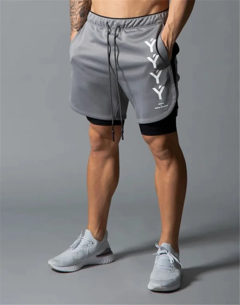 

2021 NEW Men's Running Shorts Mens 2 in 1 Sports Shorts Male double-deck Quick Drying Sports men Shorts Jogging Gym Shorts men