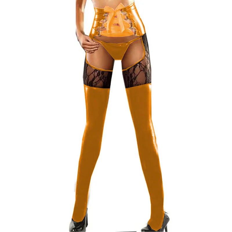 Чулки женские кружевные из искусственной кожи 19 цветов | Тематическая одежда и
