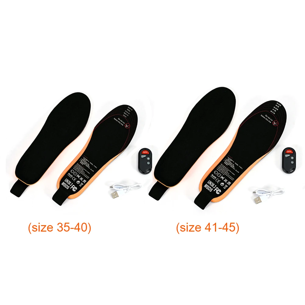 

1 Pair USB Heated Insoles Winter Feet Warm Shoe Pad Mat Smart Remote Control Outdoor Sports Shoe Heating Insoles Skiing Hunting