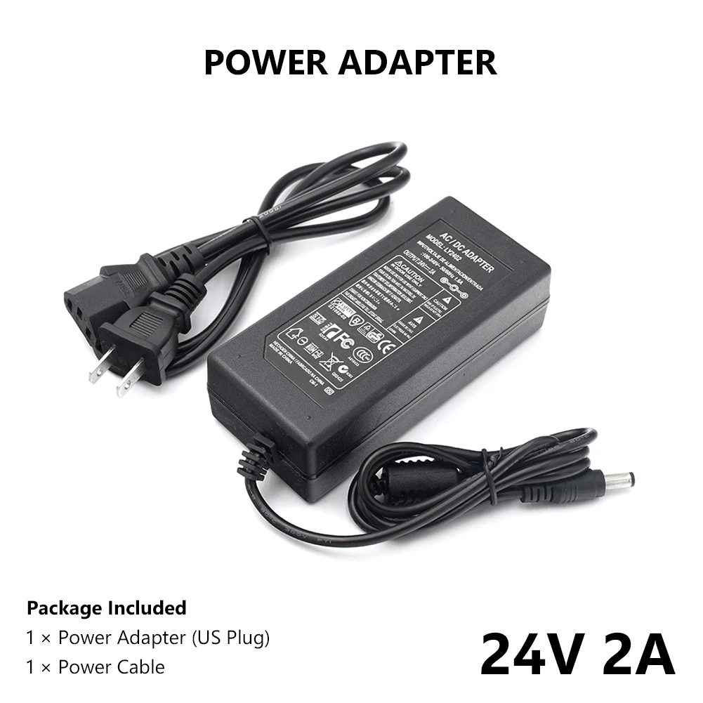DC 24V 2A US/EU/UK/AU зарядное устройство адаптер питания AC 100 240V к конвертер
