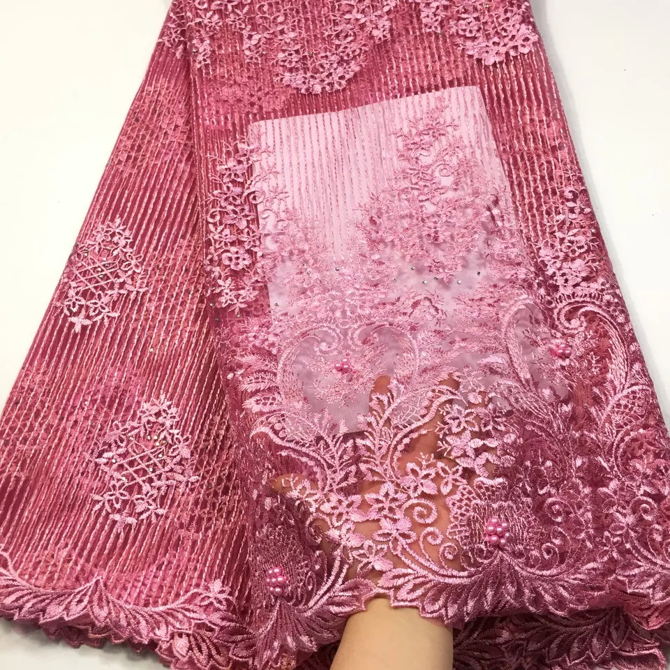 Нигерийское кружево ткань Персиковое Африканское 2021 высокое качество кружева с
