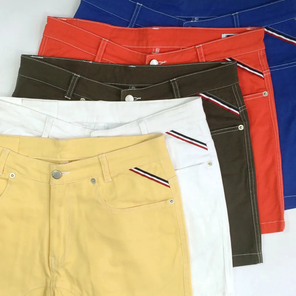 Мужские шорты карго TQQT эластичные джинсовые бермуды тонкие с низкой талией для