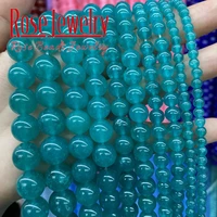 natural stone blue jades chalcedony beads round loose beads 4 6 8 10 12 14 mm for jewelry making diy bracelet necklace 15strand