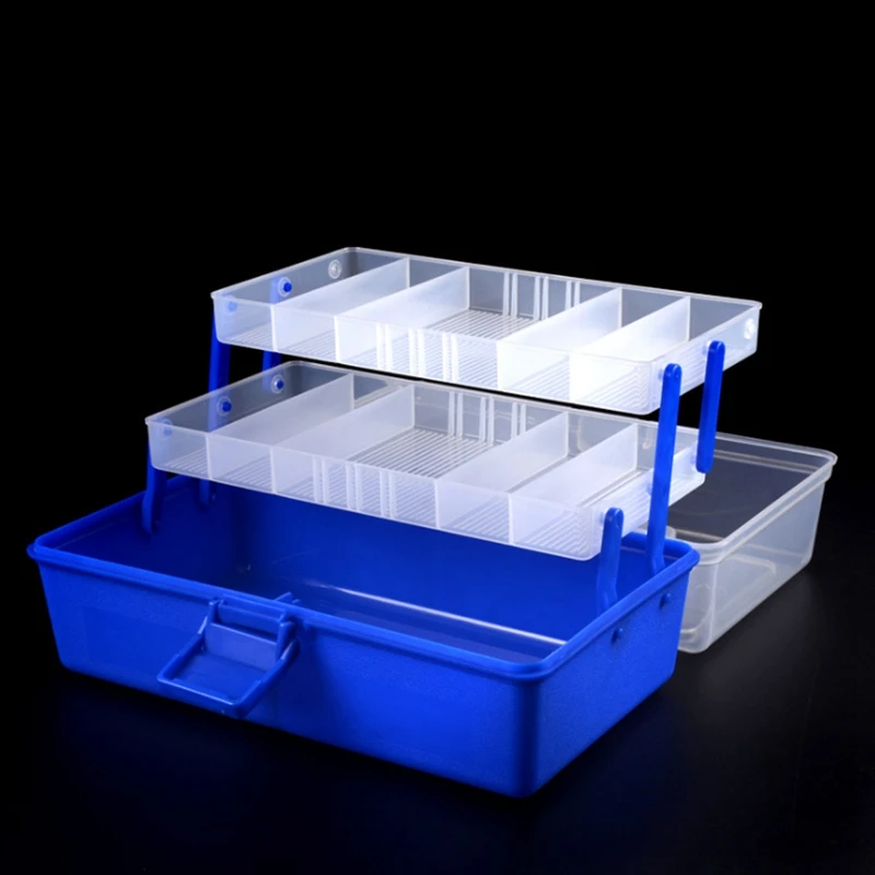 Blue + Transparent Portable Multifunctional Layers Big Fishing Tackle Box with Durable Plastic | Спорт и развлечения
