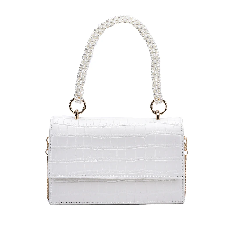 

AXUKES Pearl Handle Small PU Leather Crossbody Bags For Women 2020 Elegant Solid Color Shoulder Handbags Female Travel Totes
