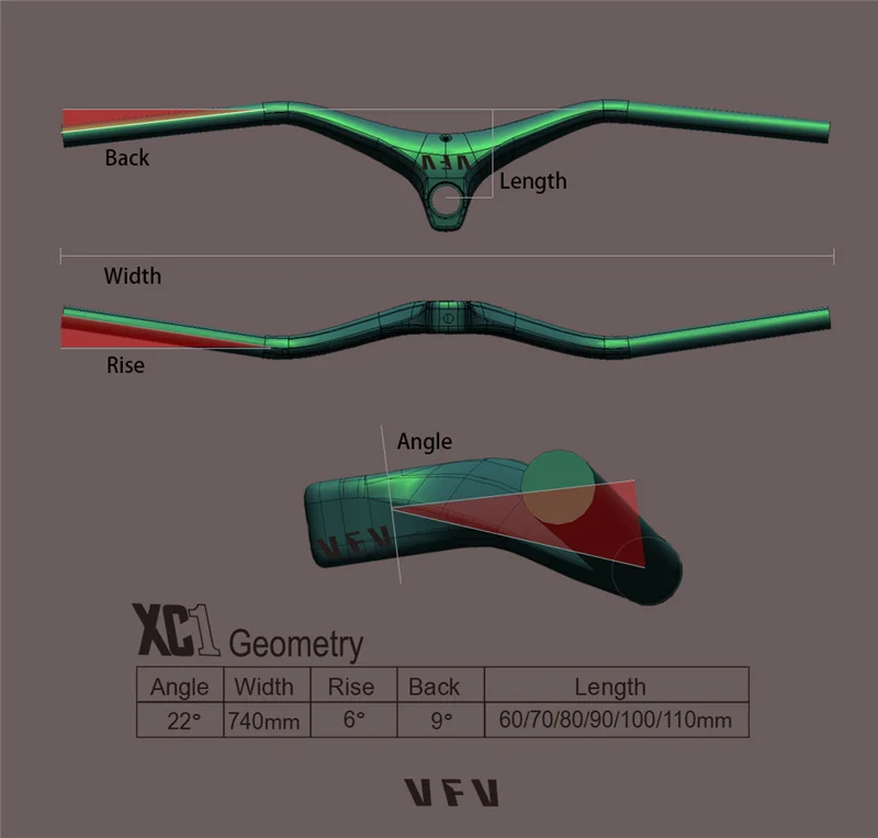 Дешево Руль из углеродного волокна голосовой VFV XC1, горизонтальный отрицательный угол, интегрированный руль горного велосипеда, прямой