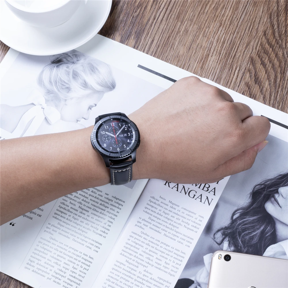 22 мм ремешок для часов Galaxy Watch 46 мм кожаный быстросъемный ремешок браслет для huawei Watch GT Amazfit GTR 47 мм Шестерня S3 ремни