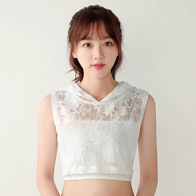 Linbaiway кружевной Цветочный полый женский ложный воротник с капюшоном шапка