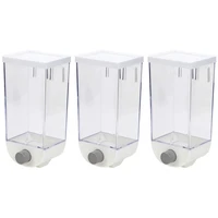 set of 3 wall mounted cereal dispensers 1 5l capacity easy press dry food grains nuts coffee bean dispense containers