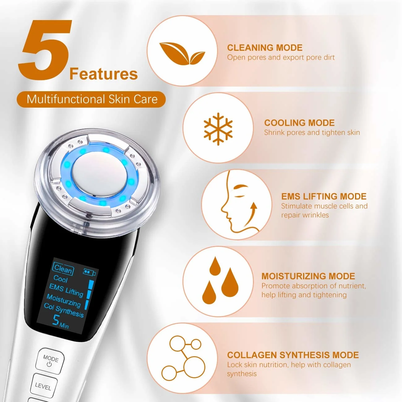 Koop Ems Facial Massager Microcurrent Schoonheid Huidverzorging Trillingen Led Photon Rimpel Remover Hot Koude Ultrasone Gezicht Lifting Apparaat