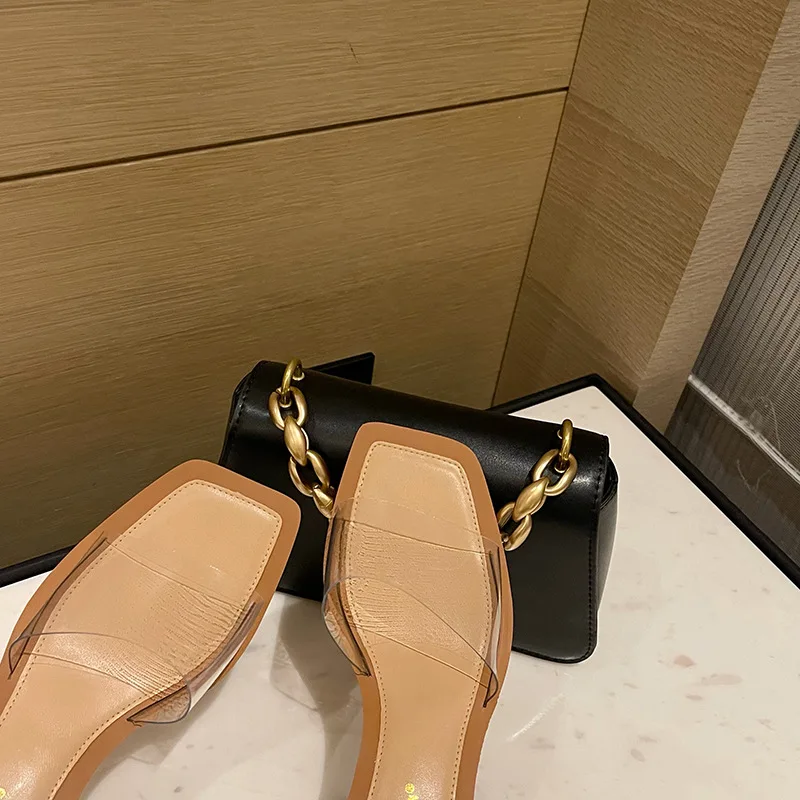 

Shoes Woman's Slippers Low Glitter Slides Med Rubber Flip Flops Fashion 2021 Jelly Soft Hawaiian Summer Luxury Fabric Hoof Heels