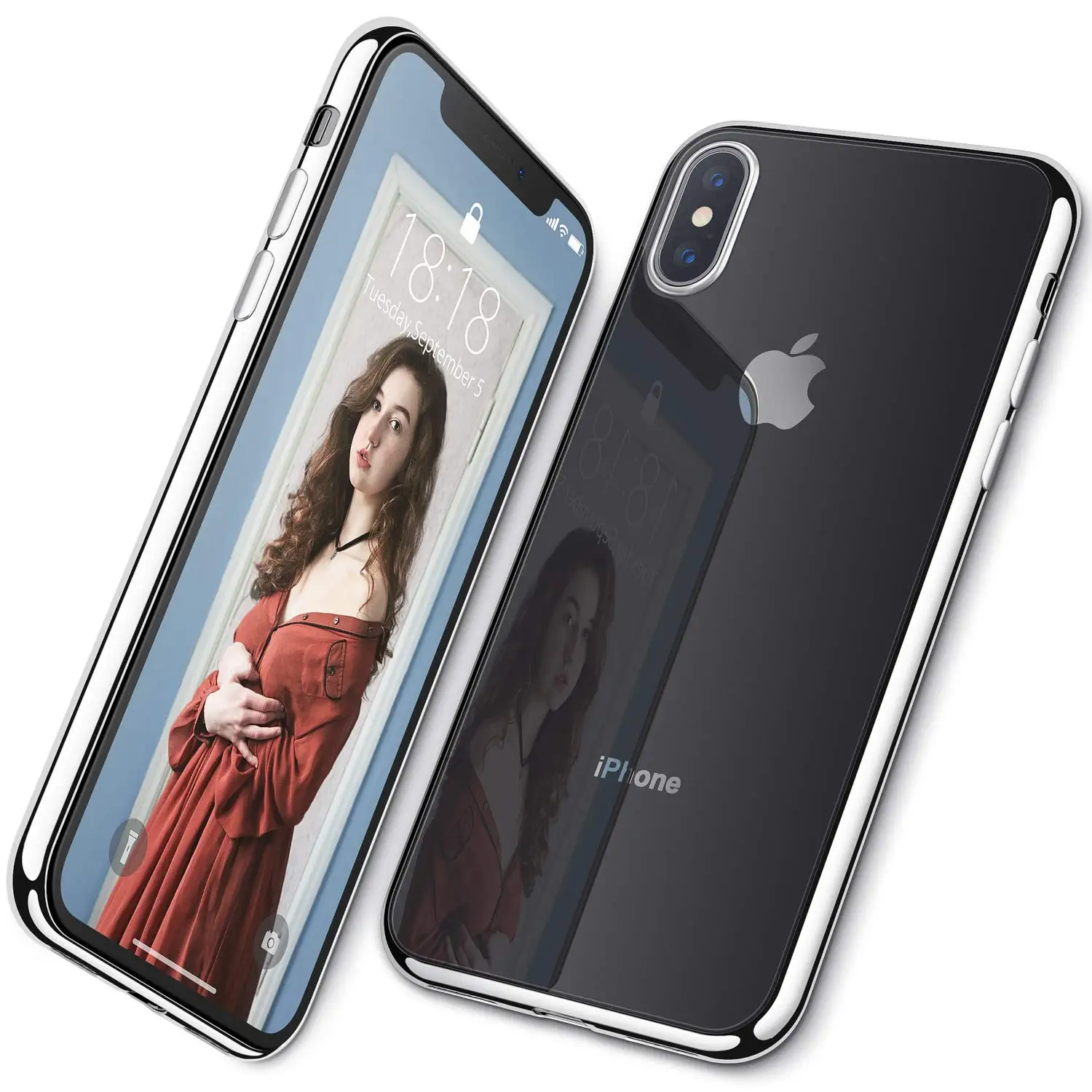 Чехол для iPhone X Xs Max XR 8 Plus, ультра тонкий плотно прилегающий Мягкий Силиконовый ТПУ [Анти-Желтый] чехол для телефона - Цвет: Серебристый
