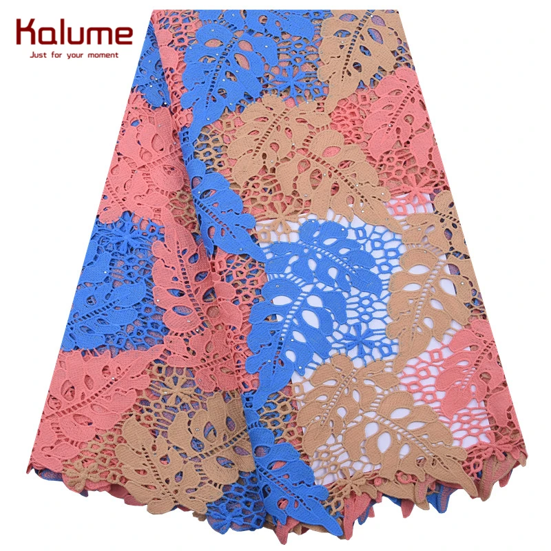 Kalume Новое поступление Многоцветный Африканский гипюр шнур кружевная ткань с