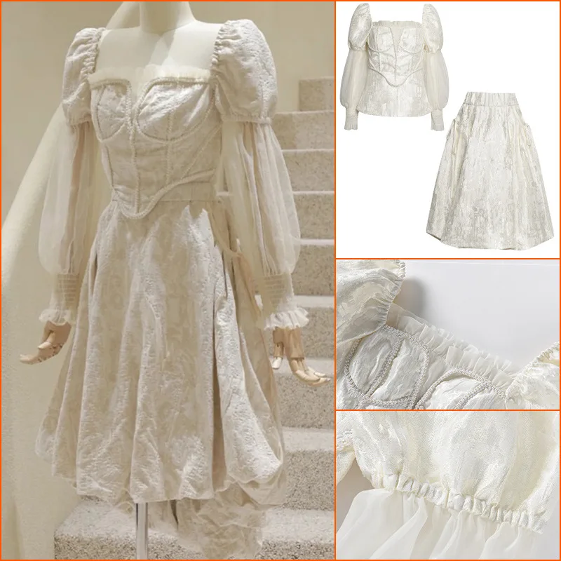 

Новинка осени 2021, женские высококачественные винтажные женские осенние комплекты средней длины с длинным рукавом