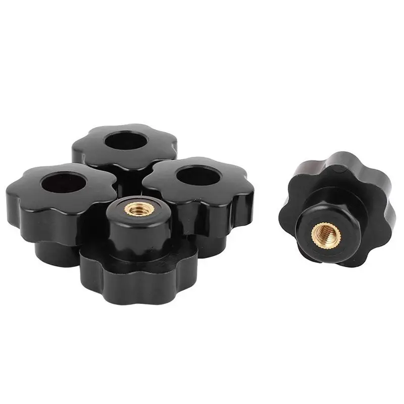 

5X M6 X 32Mm Female Thread 7 Lobes Through Hole Clamping Knob Grip Black