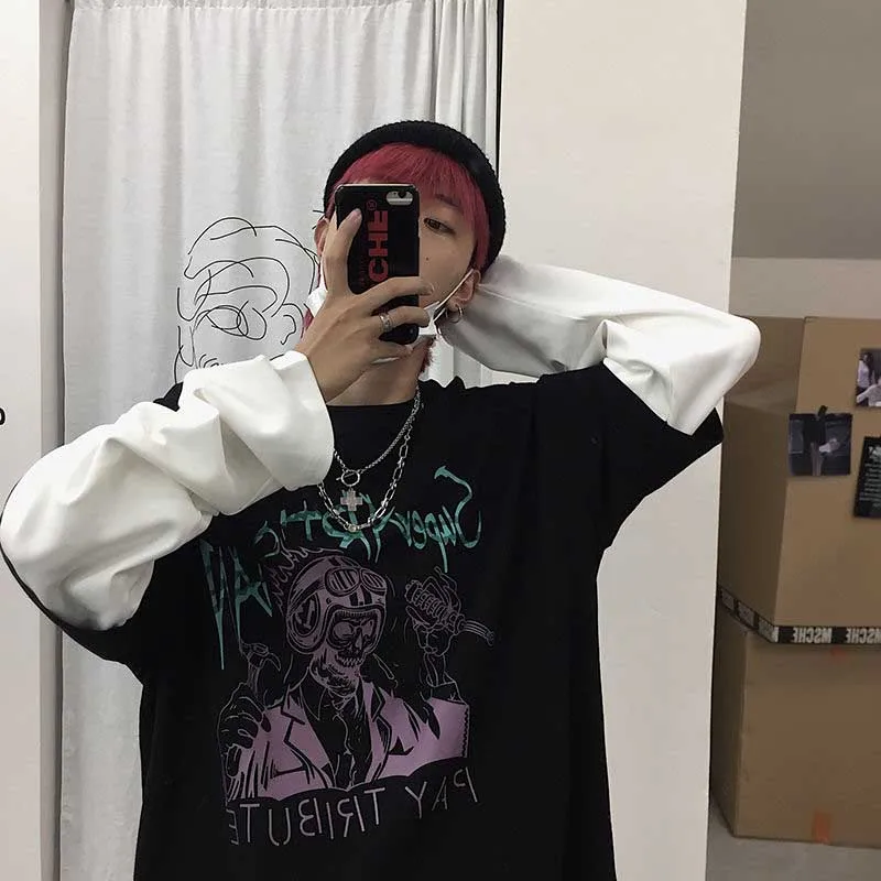 Футболка NiceMix в стиле Харадзюку для мужчин и женщин уличная одежда Свободный Топ