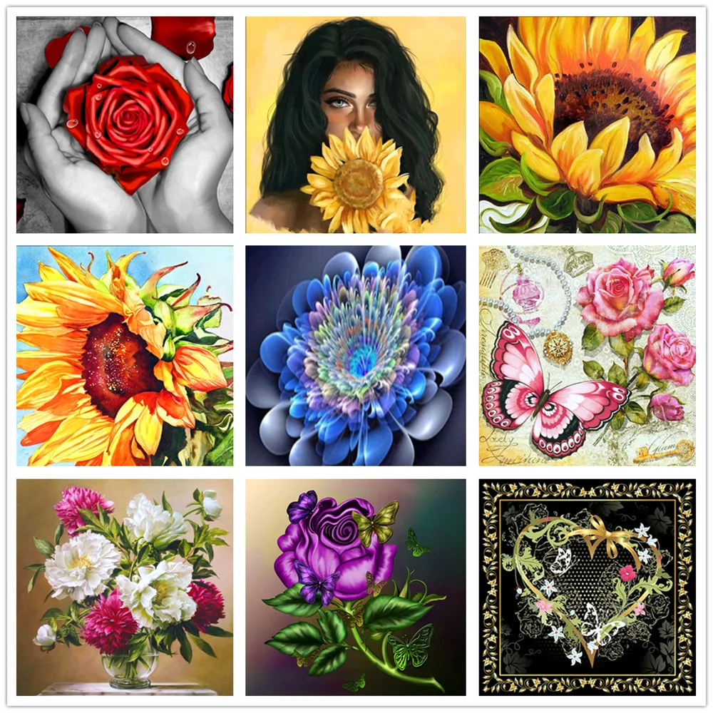 

5D DIY Diamond Flower Painting Kit Full Circle Diamond Embroidery Mosaic Art Picture Rhinestone Decoration Gift