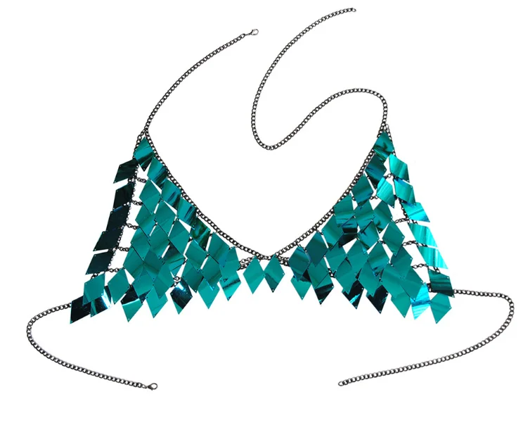 Цепочка для тела в стиле бохо пикантный бюстгальтер с блестками летнее пляжное