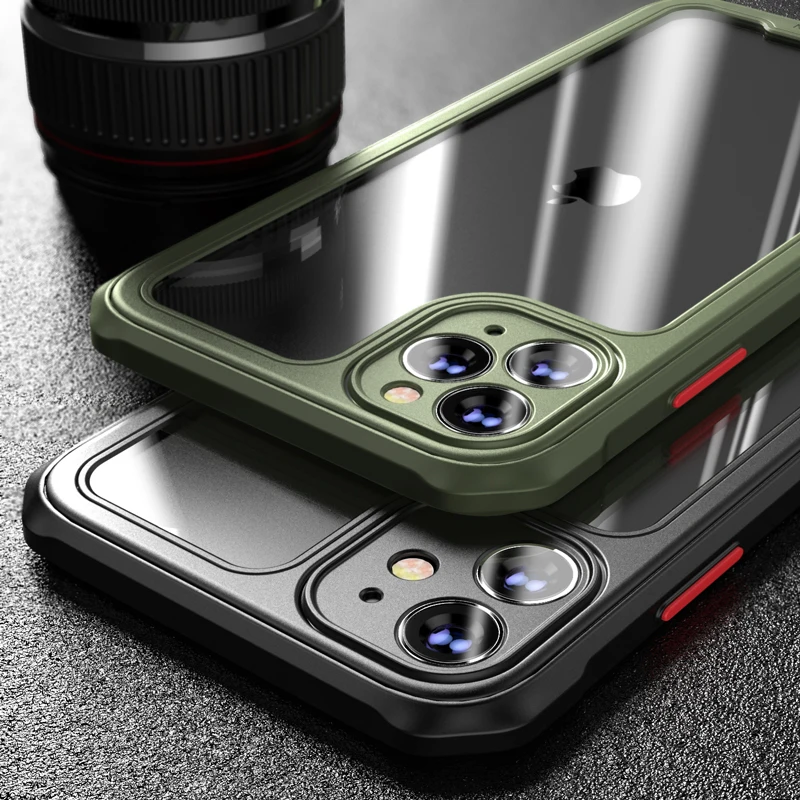 

Armor Bumper Anti Shock Silicon Phone Case For iPhone 13 12 11 Pro Max XR XS Max X 8 7 Plus Transparent Shockproof Airbag cover