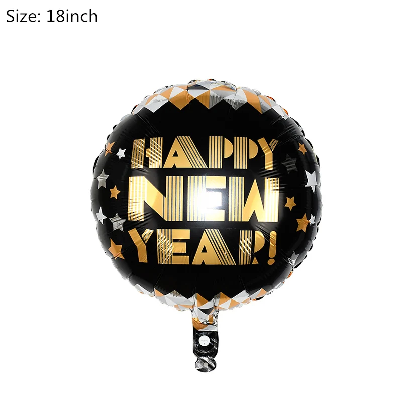 1pcs round Фольгированные воздушные шары с новогодним днем фоторамка реквизит воздушные шары золотой черный баннер гирлянда Navidad новогодние вечерние принадлежности - Цвет: 1pcs round
