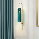 Современный настенный светильник в скандинавском стиле, сине-белая стеклянная лампа для спальни, прикроватная лампа для чтения, офисное украшение, светодиодная лампа