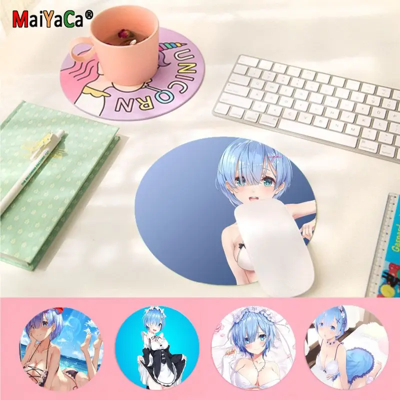 Maiyaca RE ZERO Starting Life In Another World Laptop round desk pads Mousepad Anti-Slip Laptop PC Mice Pad Mat gaming Mousepad