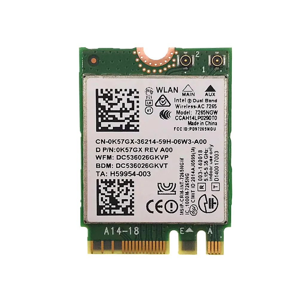 Новая Двухдиапазонная беспроводная карта AC Intel 7265 7265NGW 802.11ac 2x2 WiFi + Bluetooth 4 0 867 Мбит/с