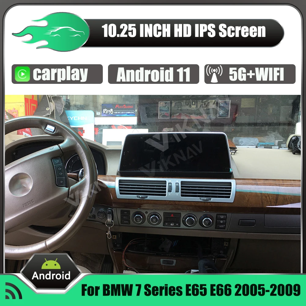 

Автомобильный радиоприемник, мультимедийный плеер для CarPlay auto на Android 11 с GPS-навигацией, стерео ресивер для 10,25 дюймового 7 серии E65 E66 2005-2009 CCC