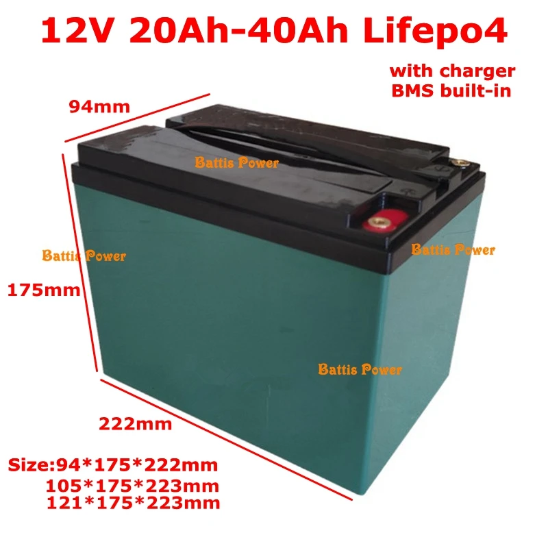 Портативный литиевый Аккумулятор Lifepo4 12 В 20 Ач 25 30 35 40 ач с батареей BMS 4S для