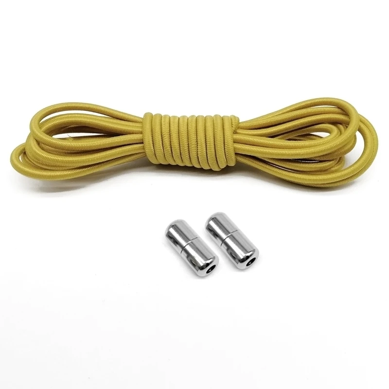 Yellow 1 пара эластичных шнурков без галстука фиксирующие круглые шнурки для ботинок дети взрослые кроссовки быстрые шнурки N122 - Цвет: Yellow