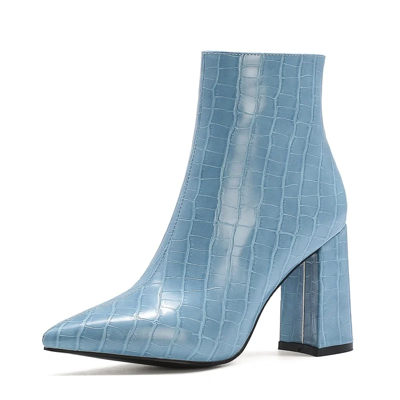 Высококачественные брендовые Модные женские ботильоны из тисненой микрофибры