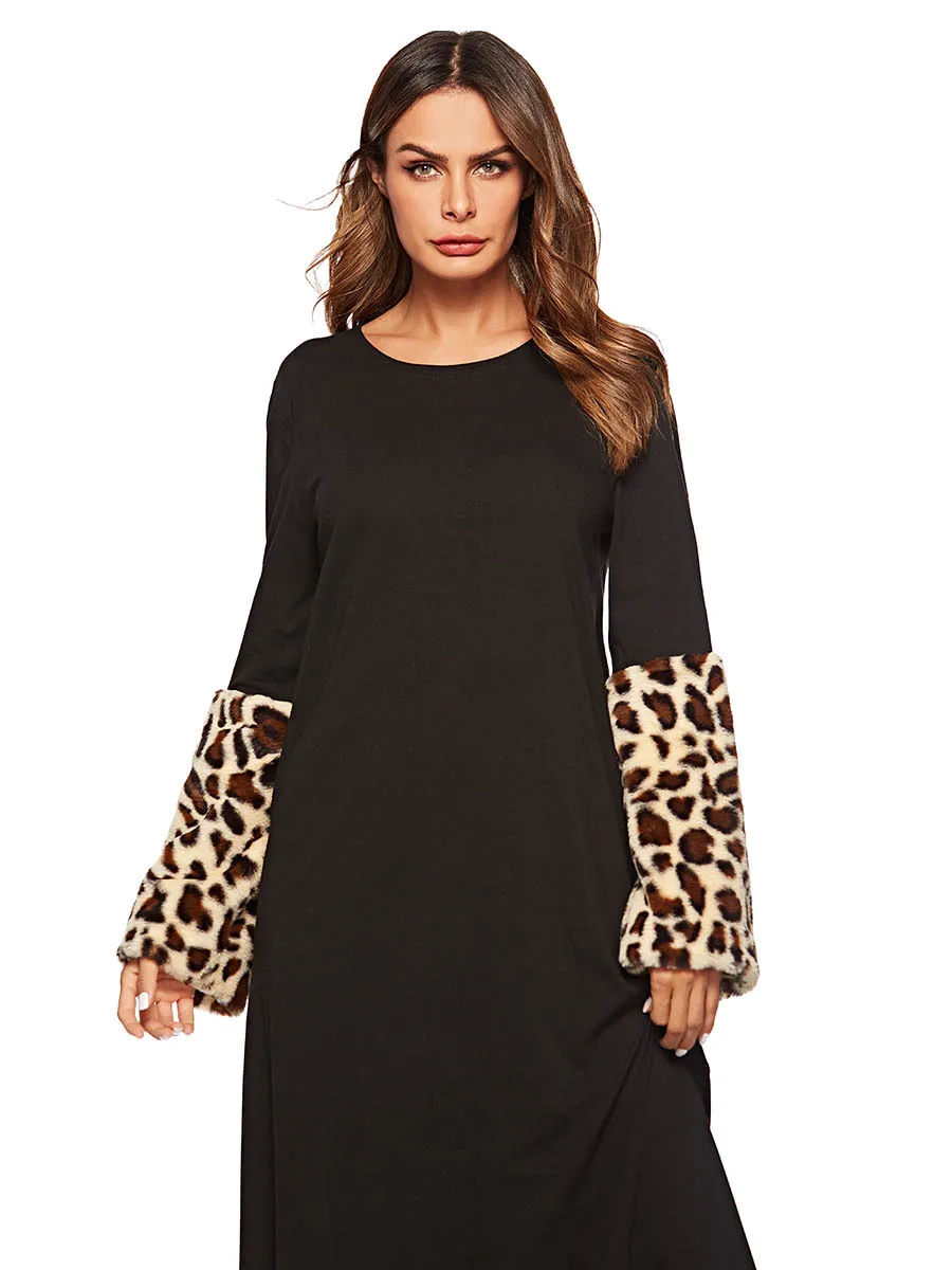 Abaya dubai 2019 Moroccan Kaftan Gown Fashion Simple Muslim black loose Musulman Femme long sleeve dress | Тематическая одежда и