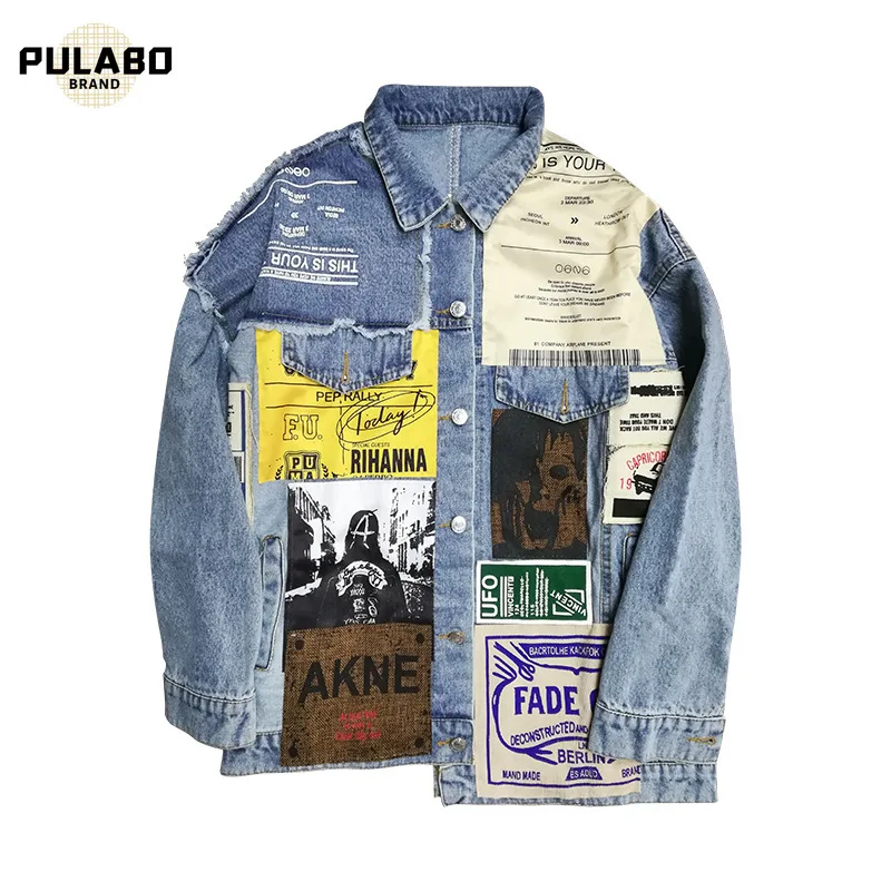 

Осень Свободные Лоскутная джинсовая куртка женские Асимметричные джинсы пальто Однобортный Повседневное Женская куртка 2021