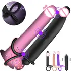 Двойное проникновение ремешок на пенис интимные игрушки для женщин мужской мастурбатор вибратор секс-игрушки для пар страпон анальный фаллоимитатор вибратор