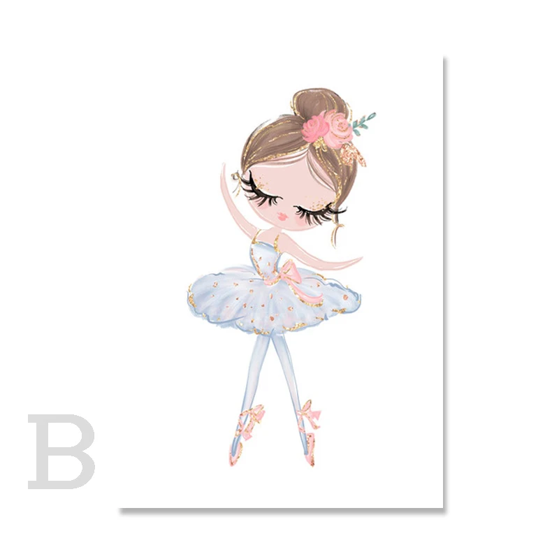 Nursery Cartoon Canvas Painting Girl Swan Minimalist Nordic Posters And Prints Wall Pictures For Baby Kids Room Decor Unframed | Дом и сад