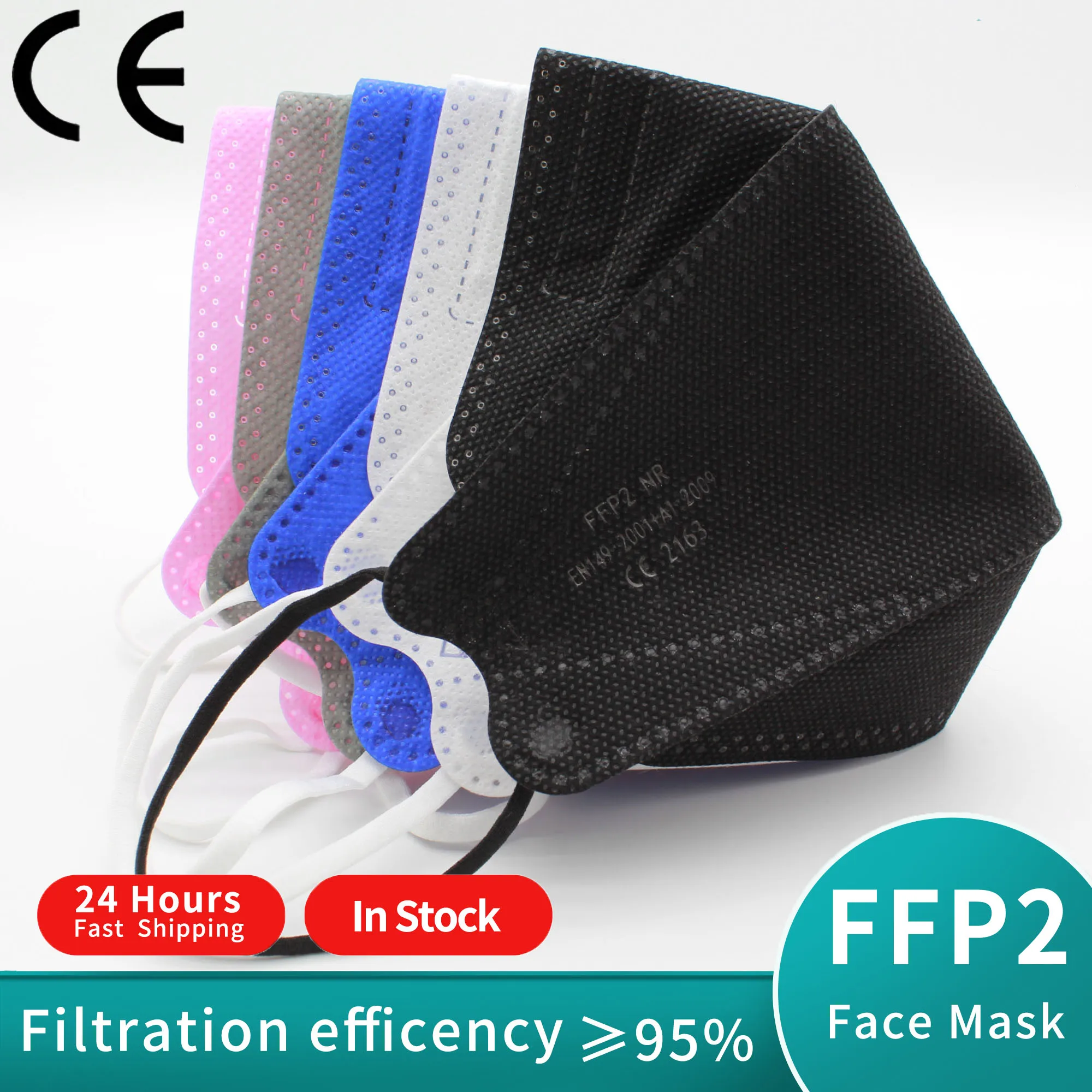 

10-100PCS KN95 Mascarillas FFP2 reutilizable 5 Layers Filter Protective 95% PM2.5 Approved Hygienic ffp2mask ce FFP2 Negras fpp2