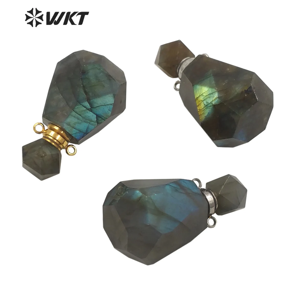 WT-P1627 новое ожерелье с гранеными каплями воды, кулон с двойными крючками, подвеска в виде бутылочки парфюма, Роскошный кулон в виде бутылки лабродорита