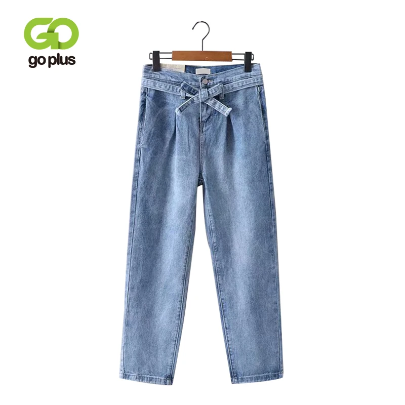 Женские джинсы с высокой талией GOPLUS синие джинсовые брюки в винтажном стиле