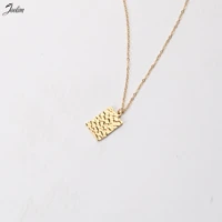 joolim jewelry wholesale fashionable hammer pattern gold coin pendant necklace waterproof gold jewelry