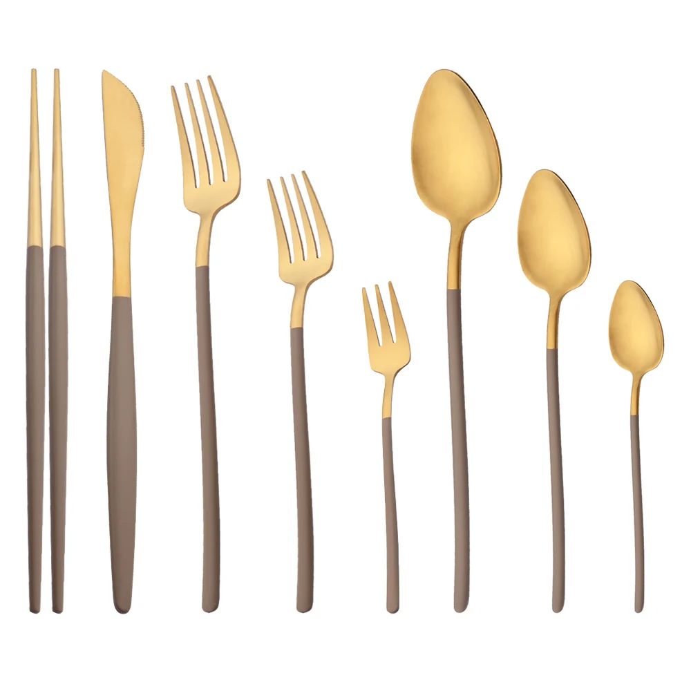 Matte Flatware Cutlery Set Fork Spoon Knife Chopsticks Teasp