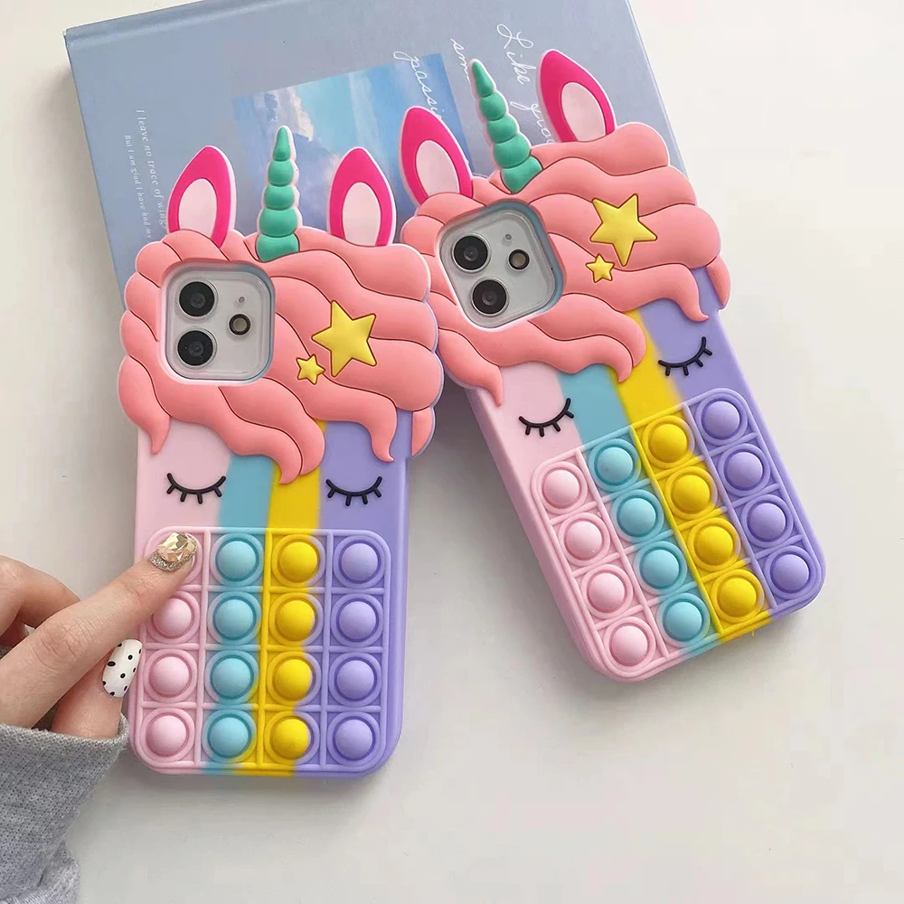 3D Cartoon Pink Unicorn Silicone Case For Xiaomi Redmi 9A 9AT 9i 10X Note 10 9 8 Pro Max 10T 5G 10S 9S 9T 9C NFC 9 Prime Power
