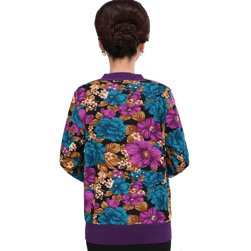 Женский вязаный кардиган с цветочным принтом осенне зимний свитер длинным