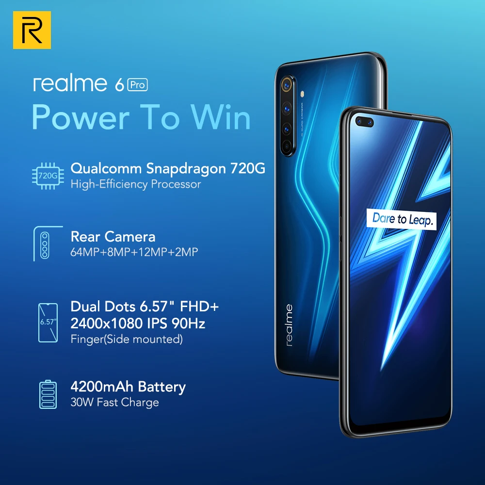 Смартфон realme 6 Pro 8 + 128 ГБ Snapdragon 720G 30 Вт 90 Гц 4300 мАч|Смартфоны| |