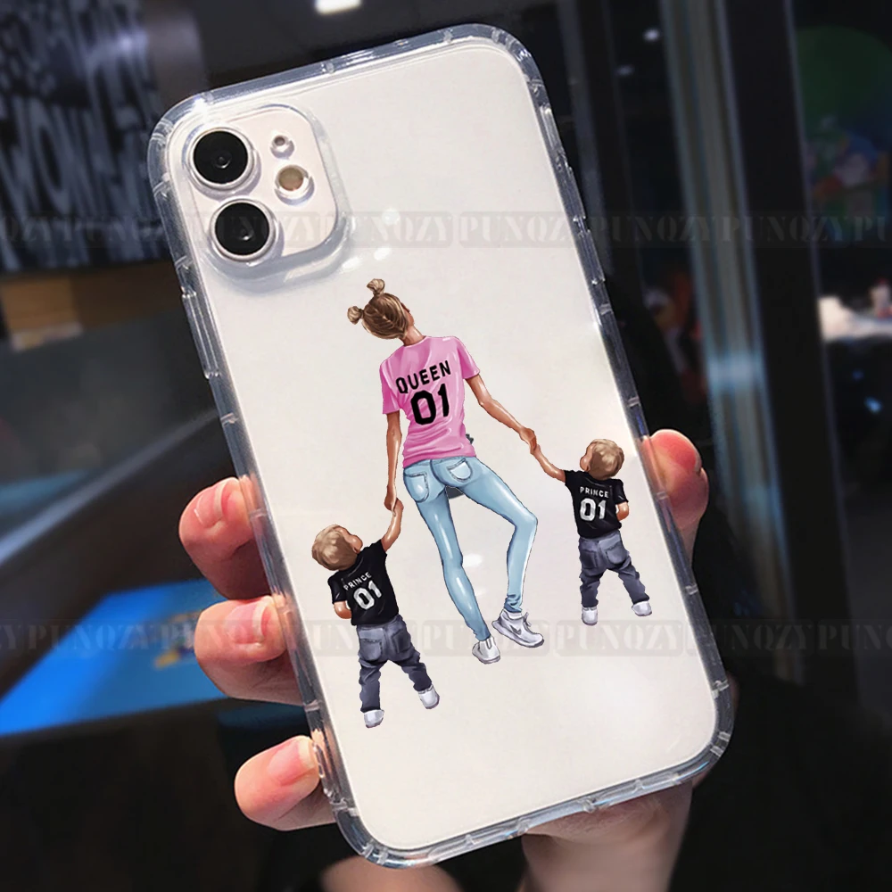 

PUNQZY Cute MaMa Of Girl boy Mom Baby Cute Phone Case For iPhone 12 11 PRO MAX XR 6 8 7 Plus XS MAX SE 2020 Soft TPU Back Cover