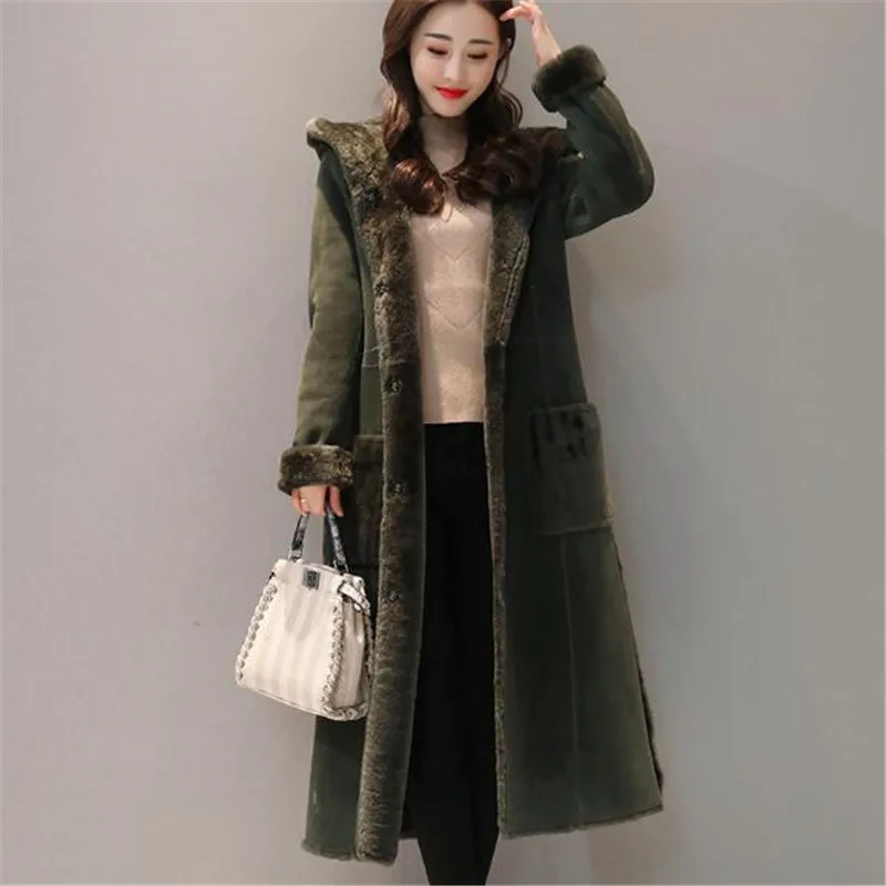 2019 новая куртка из оленьей кожи женская зимняя элегантная парка с капюшоном