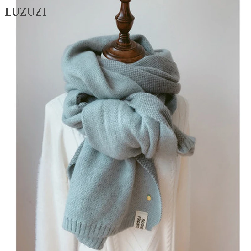 LUZUZI 2019 Женские однотонные кашемировые шарфы женские зимние плотные теплые