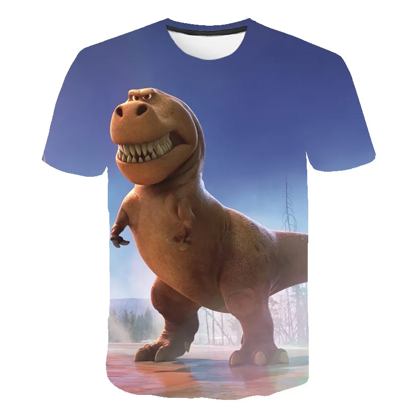 

2021 Summer new style 3D printing fashion casual men's polyester anime cute dinosaur childlike short-sleeved children's T-shirt