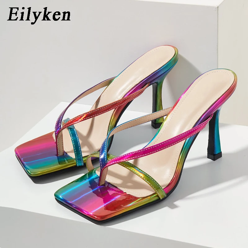 Eilyken 2021 новые цветные женские тапочки летние уличные сандалии на высоком каблуке