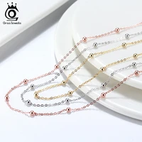 orsa jewels 925 silver satellite chain 1 0mm cable chain necklace with 2 0mm ball beads for women chain jewelry 4560cm sc43