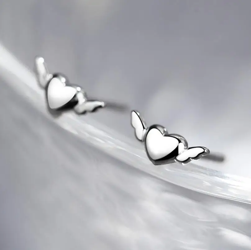 Hfarich модные маленькие серьги гвоздики с крыльями и сердцами ювелирные изделия